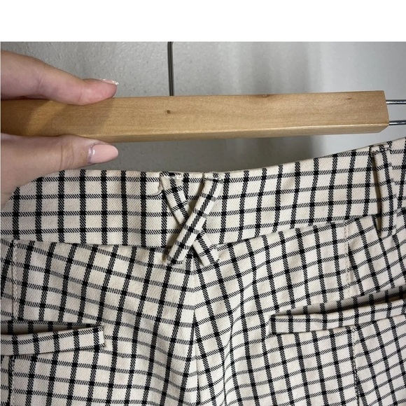 Anthropologie Essential Slim Trouser Crop Pants Ivory Black Check Womens Sz 10 - Picture 8 of 14
